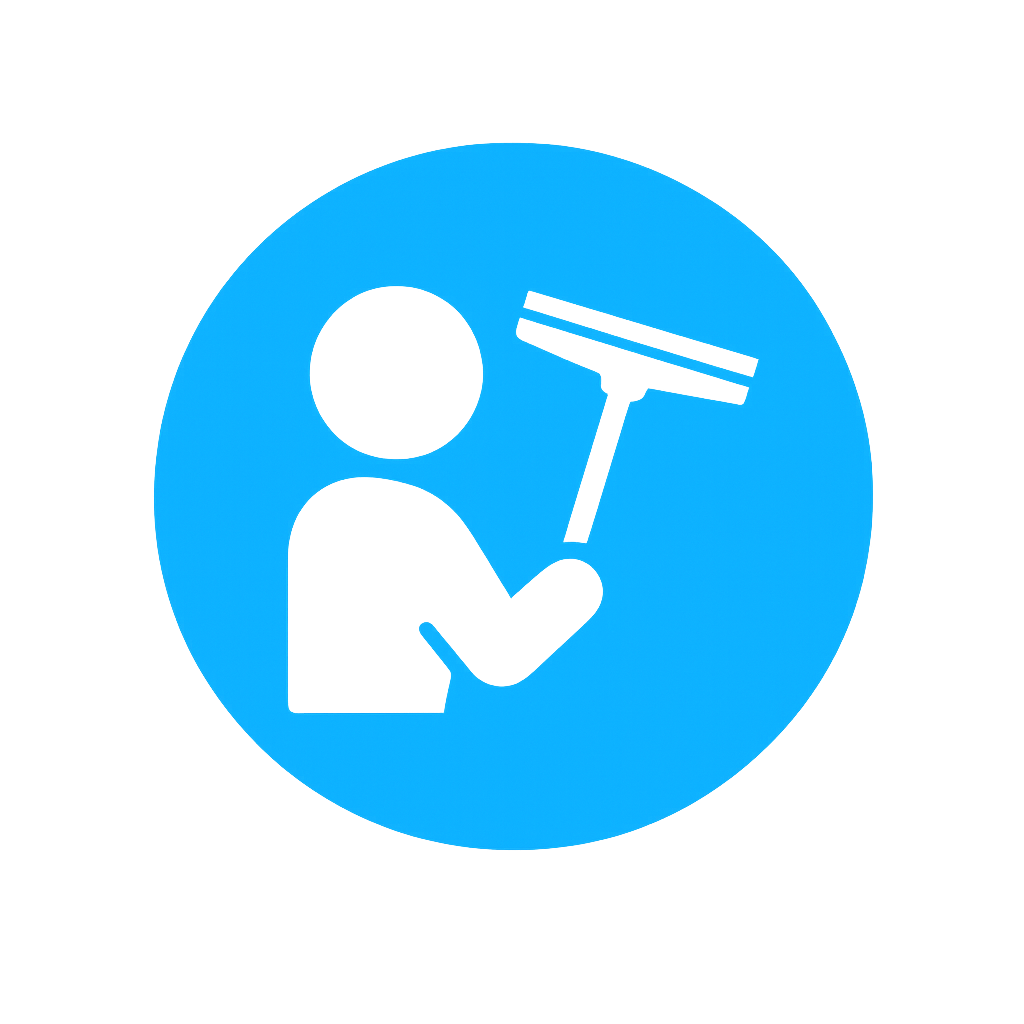 picto homme et raclette sur fond bleu