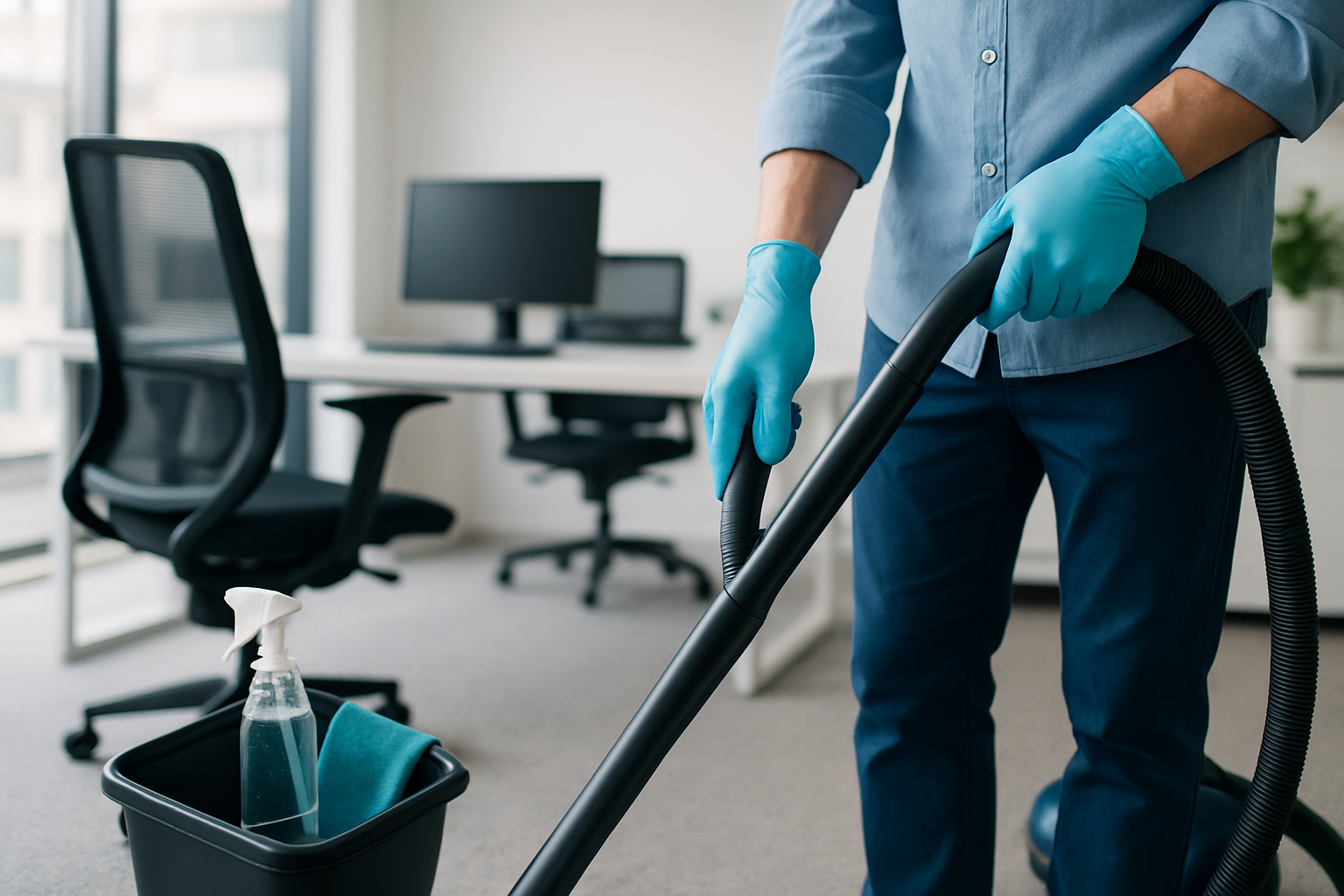 photo d un homme qui passe l aspirateur dans un bureau photo d un homme qui passe l aspirateur dans un bureau